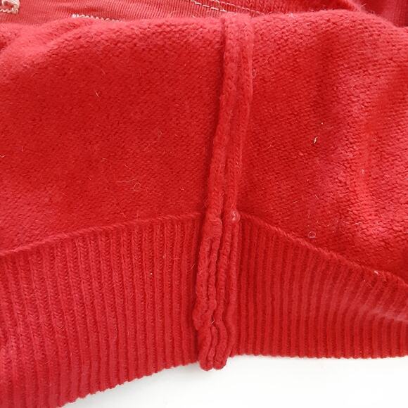 Vintage 1950s Cardigan Sweater Wool Blend Cherry Red Pearl Button Rockabilly - Picture 10 of 15